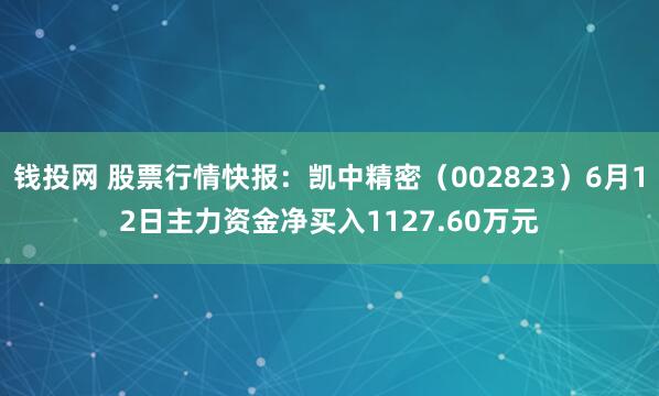 钱投网 股票行情快报:凯中精密(002823)6月12日主力资金净买入1127.60万元